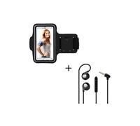Pack Sport pour HUAWEI P10 Lite Smartphone (Brassard de Sport + Ecouteurs Plat avec micro) Courir T6 (NOIR)