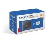 SSD externe Samsung Pack SSD externe T7 2 To Gris + carte microSD Samsung Evo 64 Go