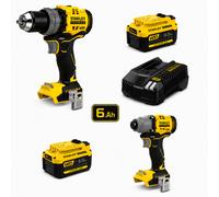 Pack STANLEY FATMAX V20 18V - Perceuse Visseuse Brushless 80Nm + Visseuse à Chocs 203Nm + 2 Batteries 6Ah + Chargeur Rapide