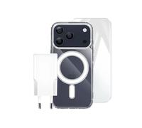 Pack Starter Premium 3-en-1 iPhone 17 Pro Max - Coque MagSafe transparente - Verre trempé 9H - Chargeur USB-C 20W