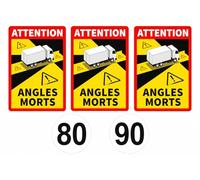 Pack Stickers Poids Lourd Obligatoires - 3x Autocollants Angles Morts + Disque de Vitesse 80/90 - Conformes Réglementation France PL & Car - Haute Adhérence - Résistants UV & Intempéries