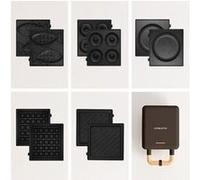 CREATE/STONE STUDIO/Appareil à croque-monsieur Noir / 5 plaques interchangeables : Sandwich-grill, Gaufre, Taiyaki, Pancakes et Donuts, antiadhésif, ouverture à 100º, arrêt automatique, 600W