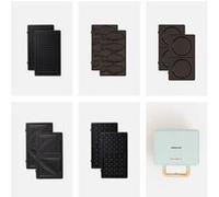CREATE/STONE STUDIO/Appareil à croque-monsieur Bleu pastel / 5 plaques interchangeables : Grill, Gaufre, Sandwich, Taiyaki et Crêpes, antiadhésif, ouverture à 100º, arrêt automatique, rétro, 800W