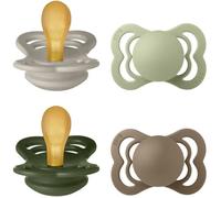 Pack sucettes - BIBS Supreme - Symétrique - T1 - Caoutchouc naturel - 4 pièces - Sand Sage Hunter Green Dark Oak