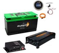 Pack SUPER B Batterie Lithium Epsilon 150Ah 12V + Convertisseur 2000W + Régulateur de Charge Solaire MPPT 160W + Afficheur