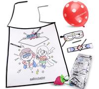 PACK SUPER-HÉROS À COLORIER Ensemble de 25 Sacs Individuels avec Cape, Masque, Bracelet, 5 Crayons et Ballon | Kit de Coloriage Non-Tissé pour Enfants | Cadeau d'Anniversaire et Fêtes Infantiles