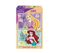 Pack Super Puzzles 2 x 25 Pieces Princesses : Raiponce et Ariel - Puzzle en Bois fsc - Enfant, Fille - Set Puzzle 4 Ans et 1 Carte