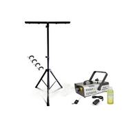Pack Support Lumière DJ Pied Mooving Light ML-SUPPORT-DJLIGHT - Machine à Fumée Ibiza 1500W LSM1500PRO - 4 Crochets Noir