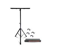 Pack Support Pied Réglable Mooving Light ML-SUPPORT-DJLIGHT - 4 Crochets SH2B - Boîtier Dispatching 8 Voies - Soirée DJ Mobile Noir