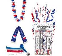 Pack Supporter France - 3 Lanceurs Serpentins France, Echarpe France 135cm, Trompette France 29cm, Collier Hawaïen - Kit Supporter France Allez les Bleus 6 accessoires FOOTBALL / RUGBY / FOOT Autre