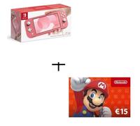 Pack Switch Lite Corail + Code numérique pour approvisionnement de compte Nintendo eShop 15€