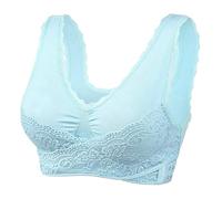 Pack T-shirt Femme Avant Boucle Bord en Dentelle Sans Anneau en Acier Mouvement Fronçage Sans Couture Ajustement Yoga Sommeil Grand Soutien-gorge Débardeur Homme, Vert menthe., 5XL