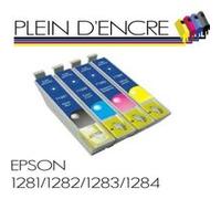 Pack T1285 de 4 cartouches d'encre compatibles Epson T1281 Black - T1282 Cyan - T1283 Magenta - T1284 Yellow - Grande capacité - PLEIN D'ENCRE
