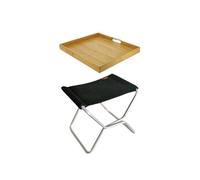 PACK Tabouret de Camping Pliant Gaia Léger et Compact + Plateau en bambou Camping Car