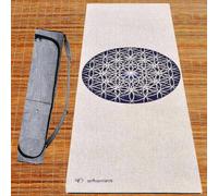 Pack tapis yoga chanvre fleur de vie bleue + sac liège