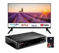 PACK Téléviseur 22"" Smart TV Android TV Camping-car + Décodeur TNTSAT + Cordon 12V