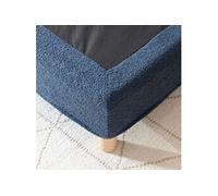 Pack tête de lit et cache-sommier bouclette 190 cm bleu marine