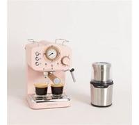Pack THERA RETRO Cafetière Expresso + MILL PRO Moulin À Café Et À Épices Rose Pastel