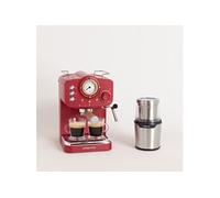 Pack THERA RETRO Cafetière expresso + MILL PRO Moulin à café et à épices - Rouge