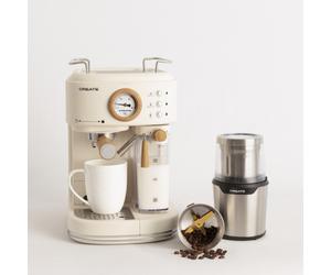 Pack THERA RETRO PRO Machine À Expresso Semi-automatique + MILL PRO Moulin À Café Et À Épices Blanc Cassé