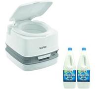 Pack THETFORD Toilette Portable 100% Autonome + Additif Sanitaire Aqua-kem Bleu Camping-Car Bateau Fourgon Blanc