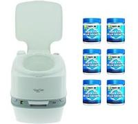 pack thetford toilette portable 21 litres 100poucent autonome 6x15 sachets traitement des mati Blanc