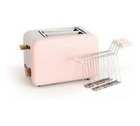 Pack TOAST RETRO Petit Grille-pain À Fentes Larges + 2 GRILLES Pour Sandwichs Rose Pastel
