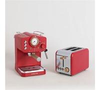 Pack TOAST RETRO Grille-pain + THERA RETRO Cafetière express finition mate - Rouge Rouge G