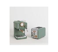 Pack TOAST RETRO Grille pain avec THERA RETRO Cafetière express vert finition mate