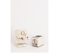 Pack TOAST RETRO Grille-pain + THERA RETRO Cafetière Express Finition Mate Blanc Cassé & Petit