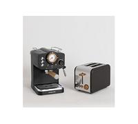 Pack TOAST RETRO Grille-pain + THERA RETRO Cafetière express finition mate - Noir