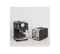 Pack TOAST RETRO Grille pain avec THERA RETRO Cafetière express noir finition mate