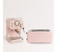 Pack TOAST RETRO Grille pain avec THERA RETRO Cafetière express finition mate rose pale Rose G
