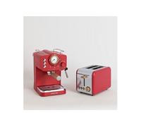 Pack TOAST RETRO Grille-pain + THERA RETRO Cafetière express finition mate - Rouge