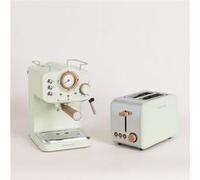 Pack TOAST RETRO Grille-pain + THERA RETRO Cafetière Express Finition Mate Vert Pastel