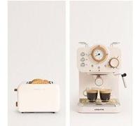 Pack TOAST RETRO Grille-pain + THERA RETRO Cafetière Express Finition Mate Blanc Cassé