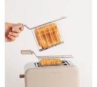 Pack TOAST RETRO Petit Grille-pain À Fentes Larges + 2 GRILLES Pour Sandwichs Sable