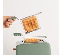 Pack TOAST RETRO Petit Grille-pain À Fentes Larges + 2 GRILLES Pour Sandwichs Sauge