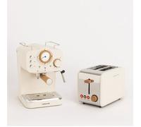 Pack TOAST RETRO Petit grille-pain + THERA RETRO Machine à café espresso finition mate Blanc cassé