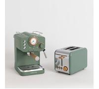 Pack TOAST RETRO Petit grille-pain + THERA RETRO Machine à café espresso finition mate Vert sauge