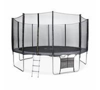 Pack trampoline ø460cm neptune xxl et filet, échelle, bâche, filet chaussures, kit d'ancrage gris TU