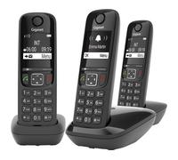 Pack trio téléphone sans fil Gigaset AS690 noir - Téléphone fixe sans fil DECT sans répondeur - Bruneau