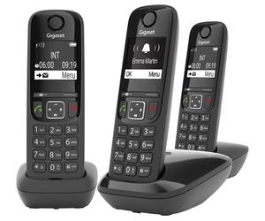 Pack trio téléphone sans fil Gigaset AS690 noir - Téléphone fixe sans fil DECT sans répondeur - Bruneau