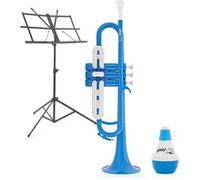 Pack Trompette Hybride playLITE par Gear4music, Bleu + Pupitre & Sourdine