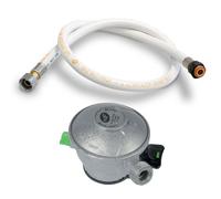 Pack tuyau gaz flexible 2 m + Détendeur Butane à clipser Quick-On Valve Diam 27mm Avec Sécurité stop gaz