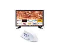 pack tv led 18.5pouces 47cm téléviseur hd camping car antenne 4g fit compact blanc w