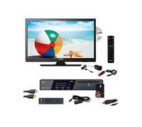 Pack TV led 19pouces 48cm téléviseur hd dvd récepteur satellite tntsat camping car