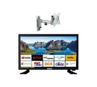 PACK TV LED 21.5" 54cm Full HD ANDROID Smart TV Camping Car + Support TV 180° Charge max 15kg