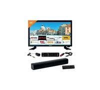 Pack ANTARION TV LED 24" 60cm Téléviseur SMART TV 12V + Barre de Son 30W