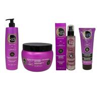 KERAGOLD PRO - Pack Ultime Expert Liss XL - Sans Sulfates à La Kératine & Protéine de Soie - Shampoing 500 ml + Masque 500 ml + Sérum 100 ml + Soin Sans Rinçage Aléatoire